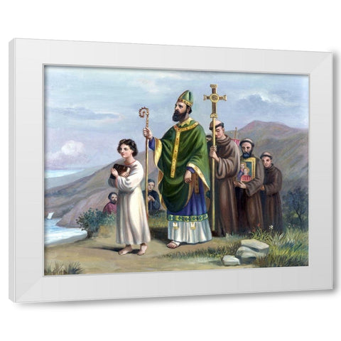 Saint Patrick Journeys To Tara White Modern Wood Framed Art Print by Bianchini, Vittorio