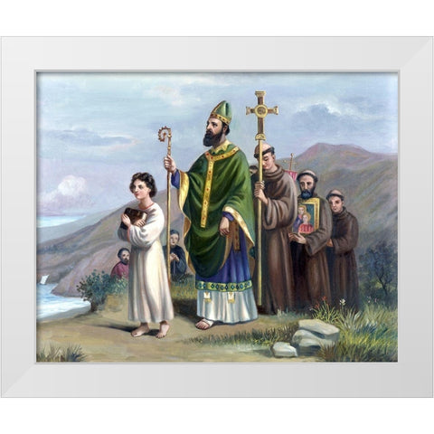 Saint Patrick Journeys To Tara White Modern Wood Framed Art Print by Bianchini, Vittorio