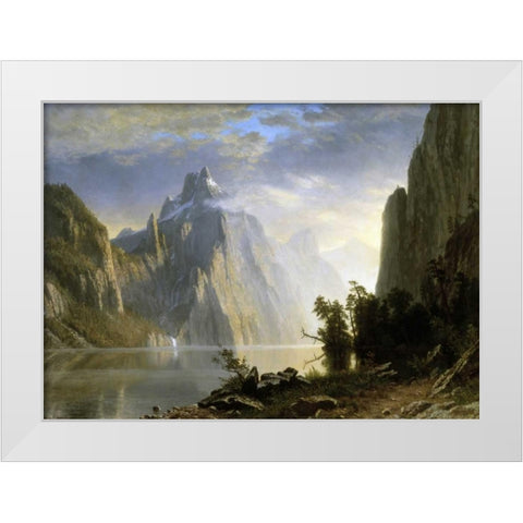 A Lake in the Sierra Nevada White Modern Wood Framed Art Print by Bierstadt, Albert
