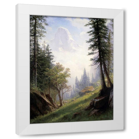 Among the Bernese Alps White Modern Wood Framed Art Print by Bierstadt, Albert