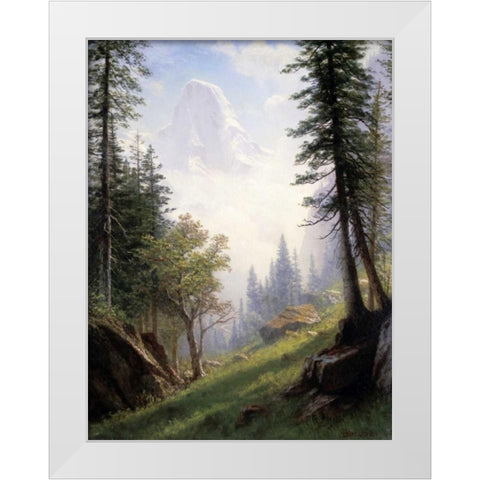 Among the Bernese Alps White Modern Wood Framed Art Print by Bierstadt, Albert