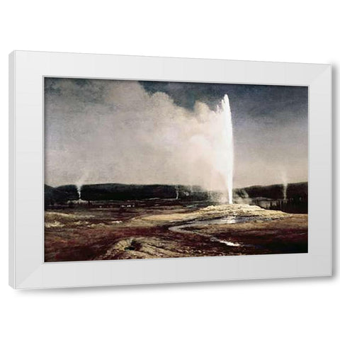 Geysers in Yellowstone Park White Modern Wood Framed Art Print by Bierstadt, Albert