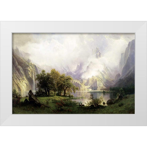 View of Rocky Mountains White Modern Wood Framed Art Print by Bierstadt, Albert