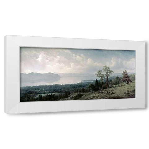 View of the Hudson Looking Across the Tappanzee White Modern Wood Framed Art Print by Bierstadt, Albert
