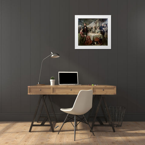 Meeting With Garibaldi White Modern Wood Framed Art Print by Biscarra, Carlo-Felice