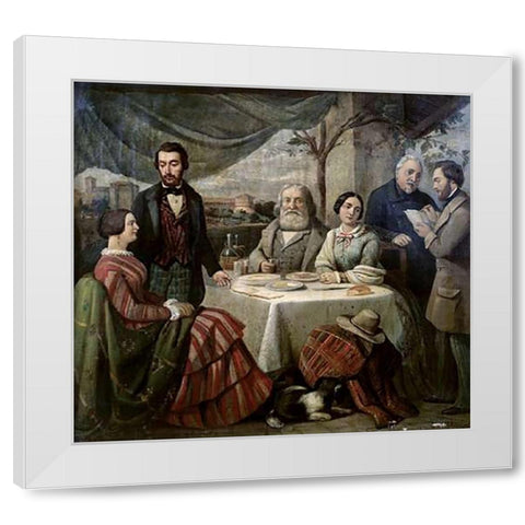 Meeting With Garibaldi White Modern Wood Framed Art Print by Biscarra, Carlo-Felice