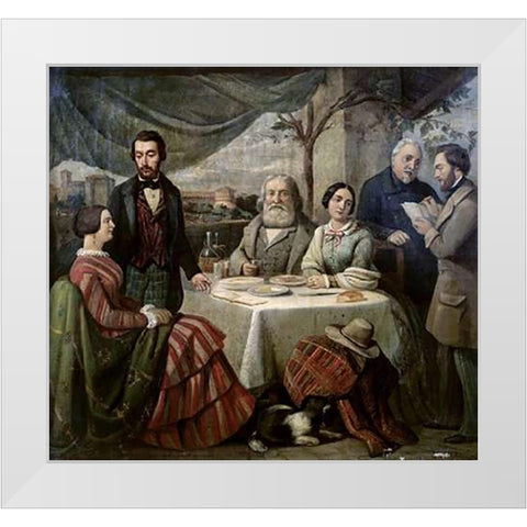 Meeting With Garibaldi White Modern Wood Framed Art Print by Biscarra, Carlo-Felice