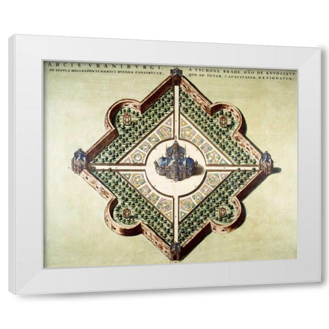 Arcis Uraniburgi White Modern Wood Framed Art Print by Blaeu, Joan