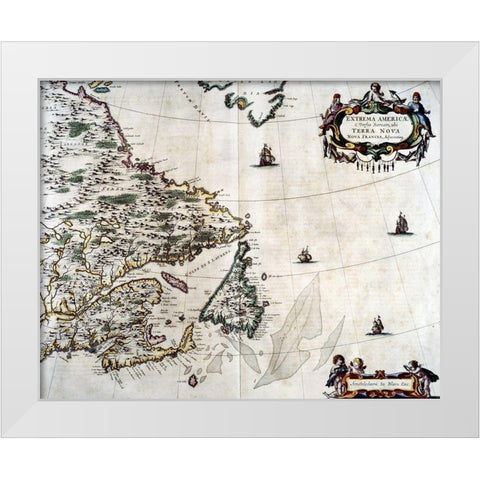 Extrema Americae From Grand Atlas White Modern Wood Framed Art Print by Blaeu, Joan