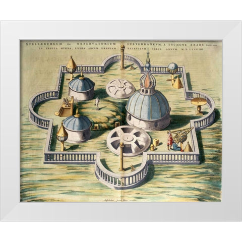 Stellebourg Observatory and Instruments White Modern Wood Framed Art Print by Blaeu, Joan