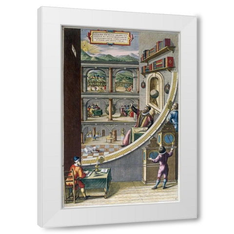 Tycho Brahe and Others With Astronomical Instruments White Modern Wood Framed Art Print by Blaeu, Joan