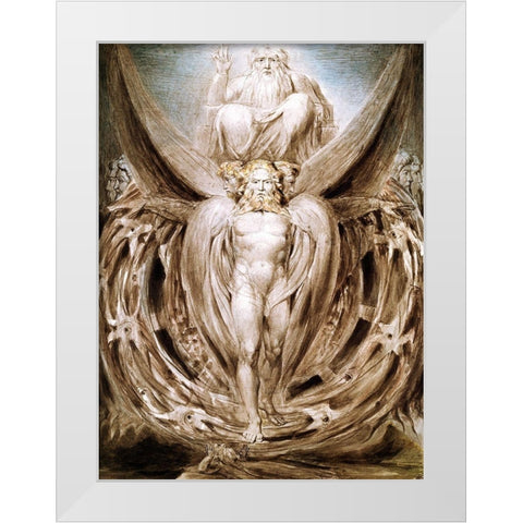 The Whirlwind : Ezekiels Vision White Modern Wood Framed Art Print by Blake, William