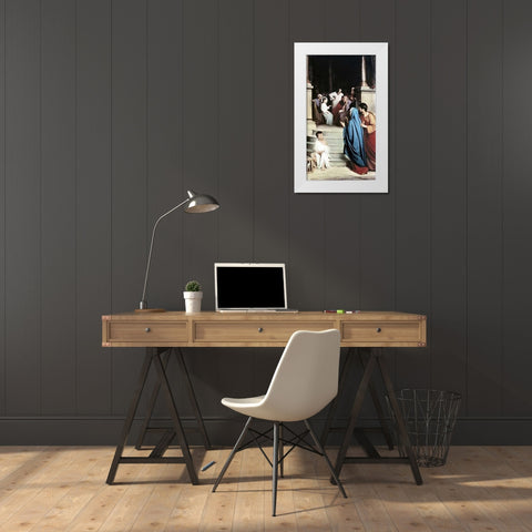 Jesus Found In The Temple White Modern Wood Framed Art Print by Bloch, Carl