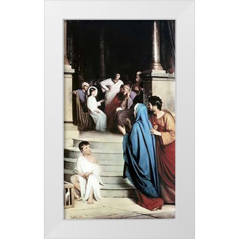 Jesus Found In The Temple White Modern Wood Framed Art Print by Bloch, Carl