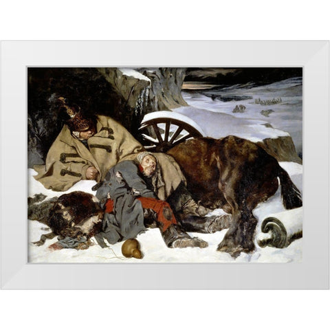 Episode of The Russian Retreat White Modern Wood Framed Art Print by Boissard de Boisdenier, Joseph Fernand