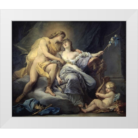 Apollo Caresses Leukothea White Modern Wood Framed Art Print by Boizot, Antoine