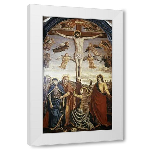 Crucifixion White Modern Wood Framed Art Print by Borgognone, Ambrigo