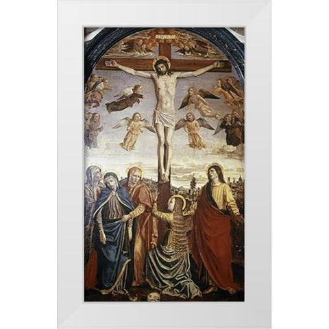 Crucifixion White Modern Wood Framed Art Print by Borgognone, Ambrigo