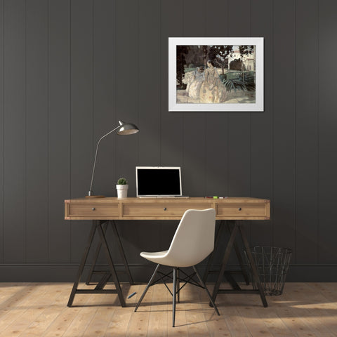 Gobelin White Modern Wood Framed Art Print by Borisov-Musatov, Viktor E.
