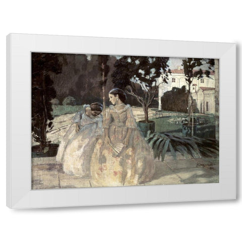 Gobelin White Modern Wood Framed Art Print by Borisov-Musatov, Viktor E.