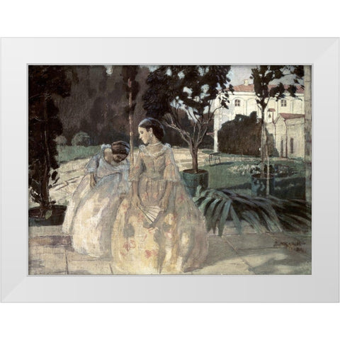 Gobelin White Modern Wood Framed Art Print by Borisov-Musatov, Viktor E.