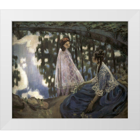 Pond White Modern Wood Framed Art Print by Borisov-Musatov, Viktor E.