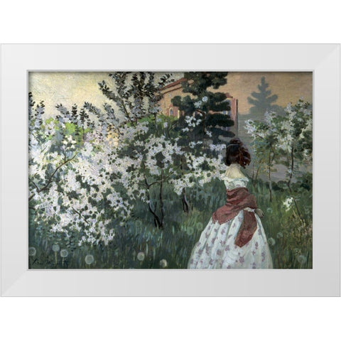 Spring White Modern Wood Framed Art Print by Borisov-Musatov, Viktor E.