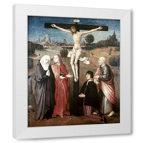 Crucifixion White Modern Wood Framed Art Print by Bosch, Hieronymus