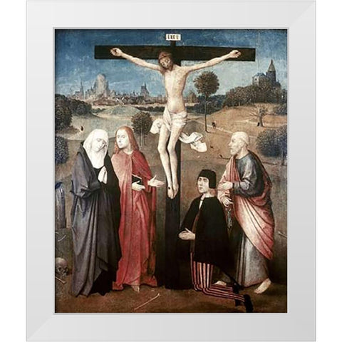 Crucifixion White Modern Wood Framed Art Print by Bosch, Hieronymus