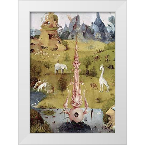 Garden of Earthly Delights - Detail #2 White Modern Wood Framed Art Print by Bosch, Hieronymus