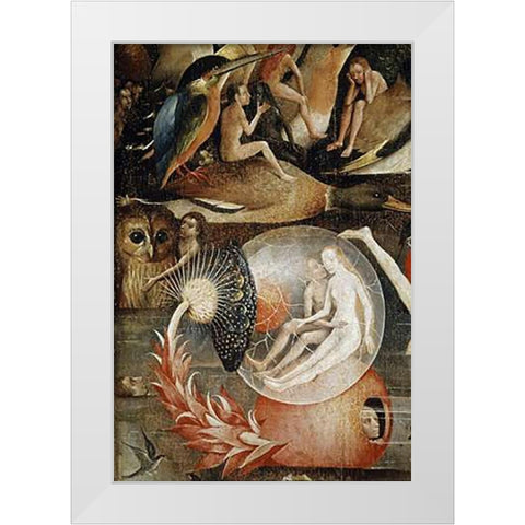 Garden of Earthly Delights - Detail #7 White Modern Wood Framed Art Print by Bosch, Hieronymus