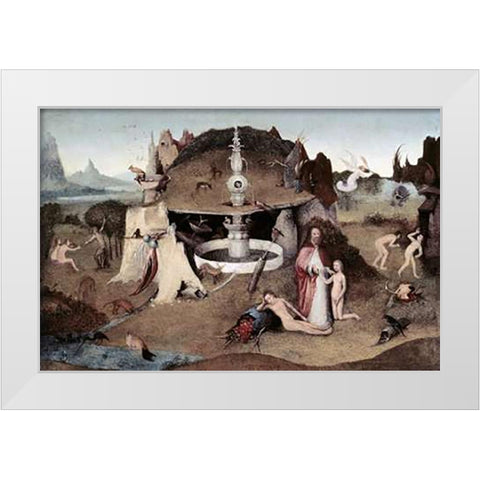 Garden of Paradise White Modern Wood Framed Art Print by Bosch, Hieronymus