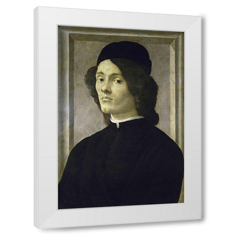 Portrait of a Manlate White Modern Wood Framed Art Print by Botticelli, Sandro