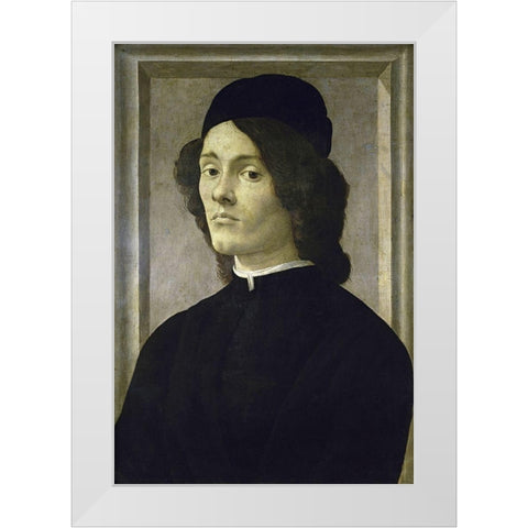 Portrait of a Manlate White Modern Wood Framed Art Print by Botticelli, Sandro