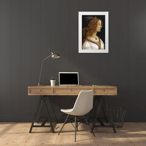 Portrait of a Young Woman White Modern Wood Framed Art Print by Botticelli, Sandro