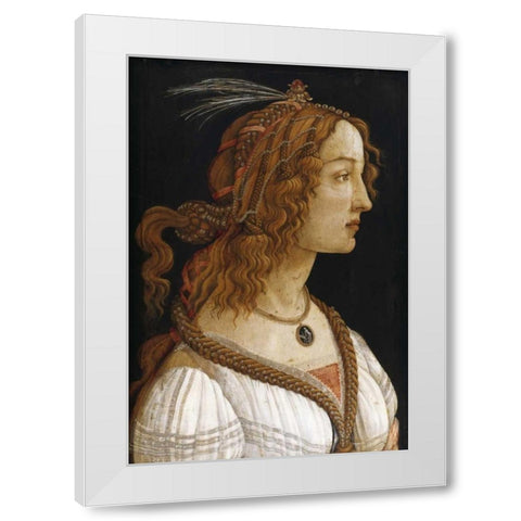 Portrait of a Young Woman White Modern Wood Framed Art Print by Botticelli, Sandro