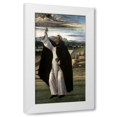 Saint Dominic White Modern Wood Framed Art Print by Botticelli, Sandro