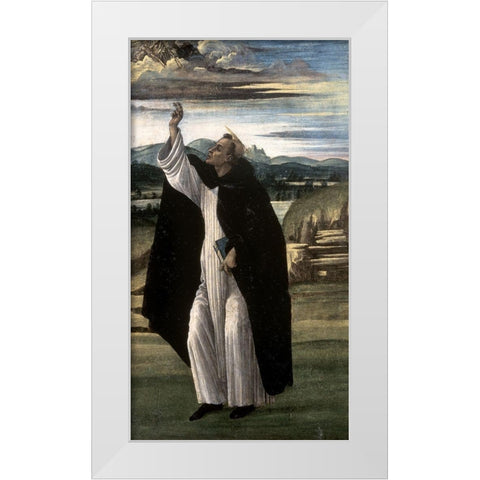 Saint Dominic White Modern Wood Framed Art Print by Botticelli, Sandro