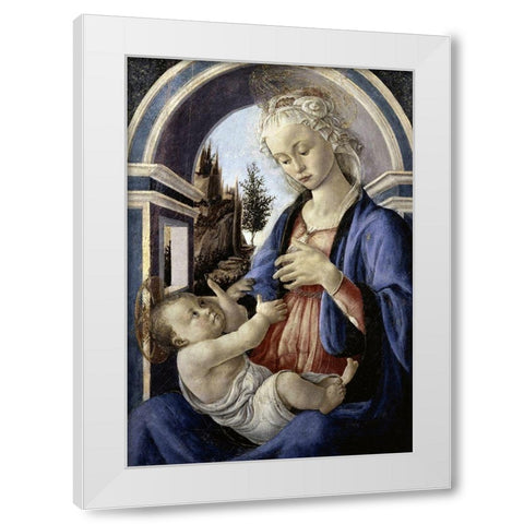 Virgin and Child White Modern Wood Framed Art Print by Botticelli, Sandro