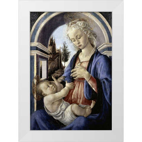 Virgin and Child White Modern Wood Framed Art Print by Botticelli, Sandro