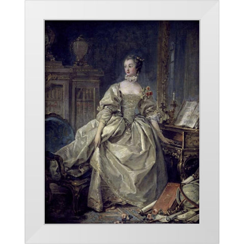 La Madame De Pompadour White Modern Wood Framed Art Print by Boucher, Francois