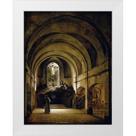 Chapelle Du Calvaire White Modern Wood Framed Art Print by Bouton, Charles-Marie