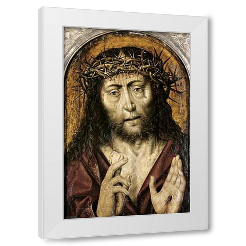 Man of Sorrows White Modern Wood Framed Art Print by Bouts, Aelbrecht