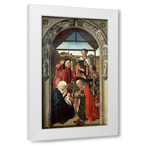 Adoration of The Magi White Modern Wood Framed Art Print by Bouts, Aelbrecht