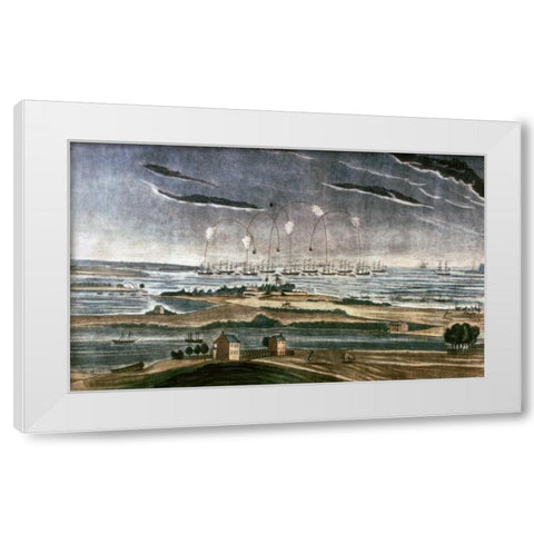 Bombardment of Fort Mchenry White Modern Wood Framed Art Print by Bower, John