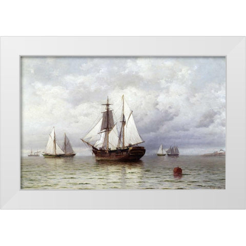 Outward Bound Whaler White Modern Wood Framed Art Print by Bradford, William