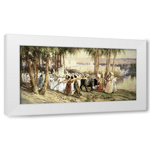 Egyptian Procession White Modern Wood Framed Art Print by Bridgman, Frederick Arthur