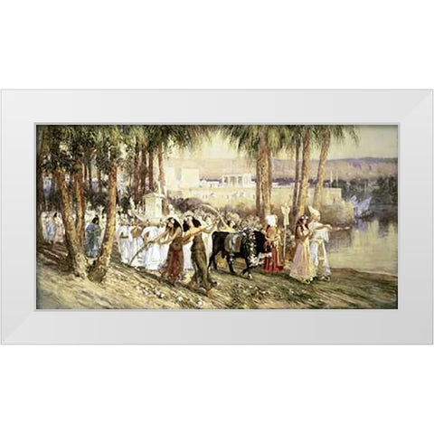 Egyptian Procession White Modern Wood Framed Art Print by Bridgman, Frederick Arthur