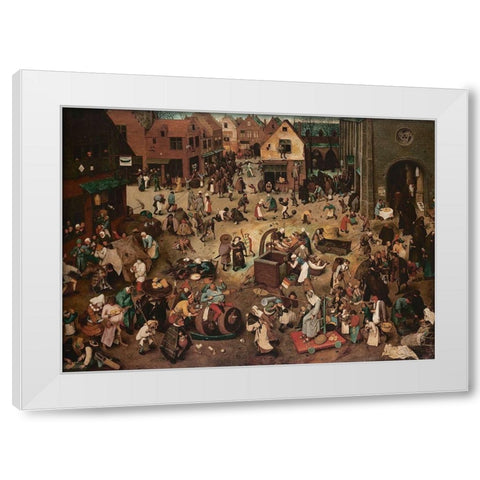 The Fight Between Carnival and Lent White Modern Wood Framed Art Print by Bruegel the Elder, Pieter