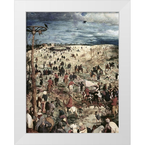 The Procession to Calvary (Detail) (II) White Modern Wood Framed Art Print by Bruegel the Elder, Pieter